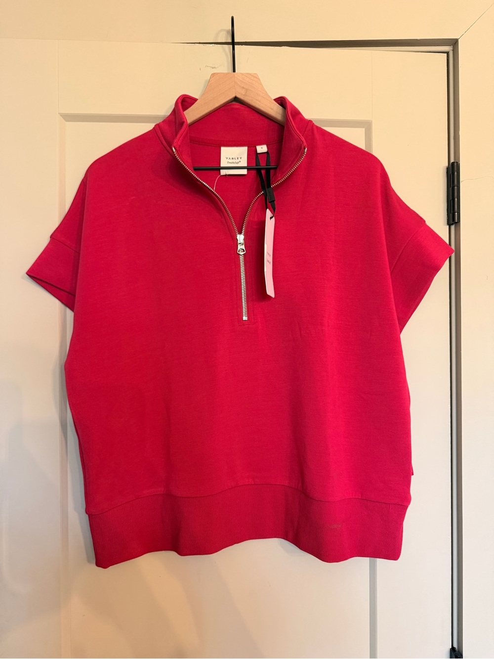 Varley Red Short Sleeve Half-Zip Top